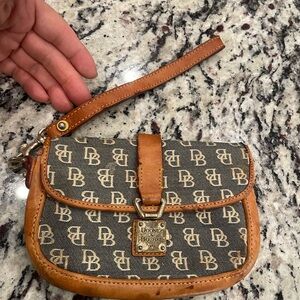 Dooney & Bourke Monogrammed Brown and Tan Wristlet